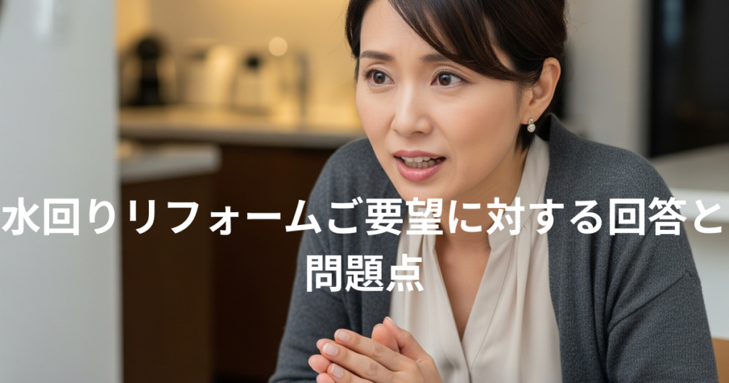水回りのリフォームのいろいろな個別のご相談に対するご提案やその問題点について