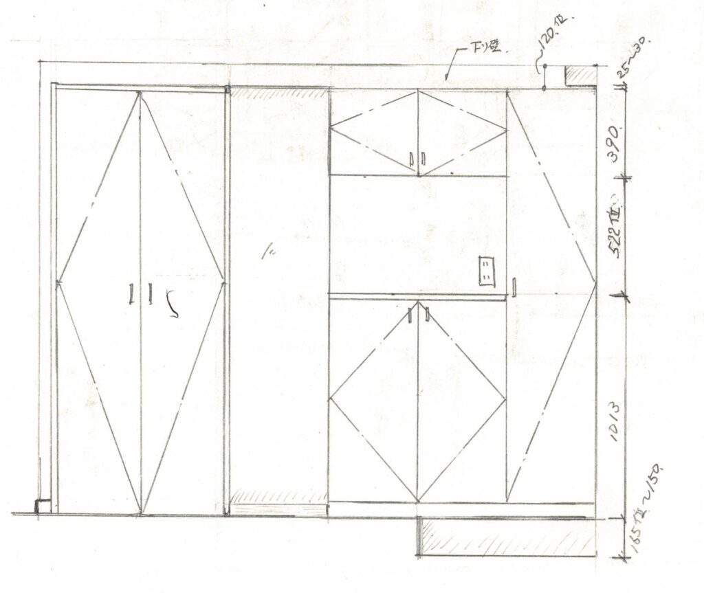 横浜市で玄関廊下収納リフォーム施工図