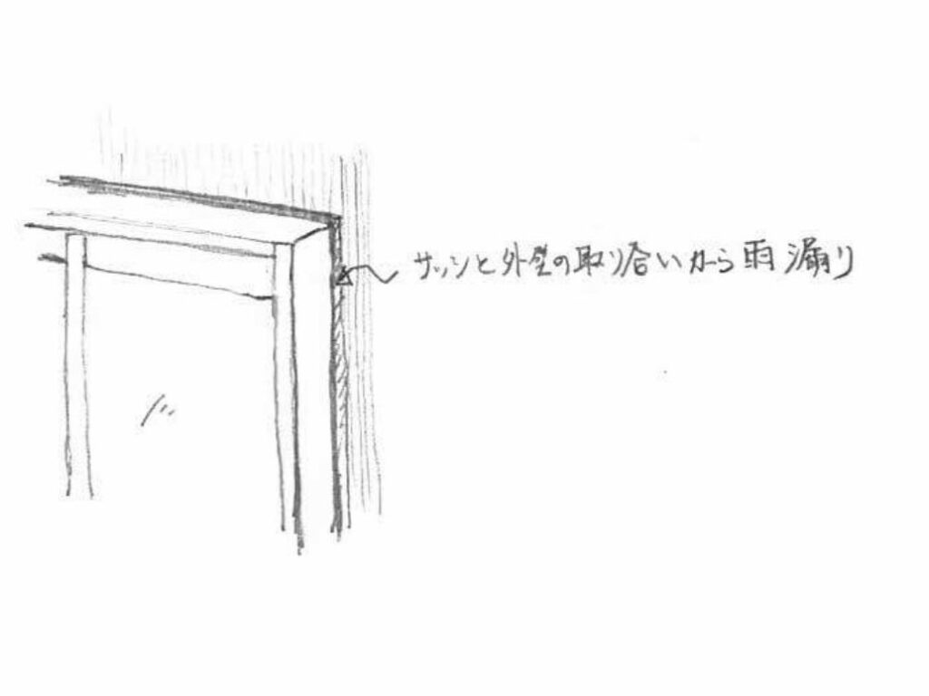 横浜市でサッシと外壁の取り合いからの雨漏り