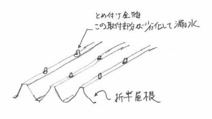 横浜市で屋根材（折半屋根）の取り付け金物部分から雨漏り