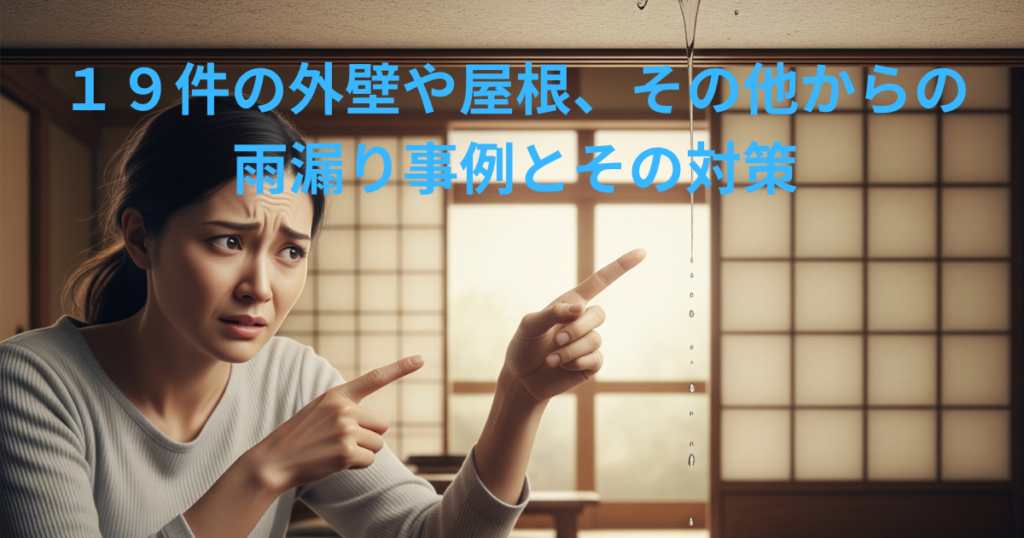 １９件の外壁や屋根、その他からの雨漏り事例とその対策