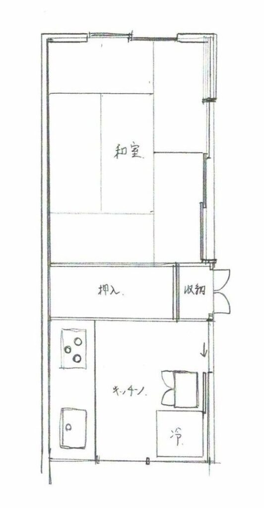 キッチンの収納が少ないイメージ図