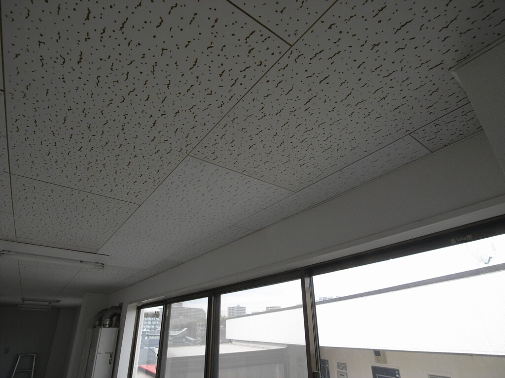 部分的に天井のジプトーンを貼り替えました。