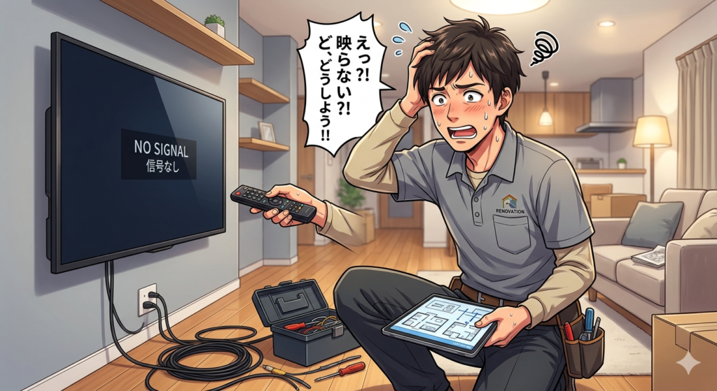 リフォーム後にTVが映らなくて困っている様子