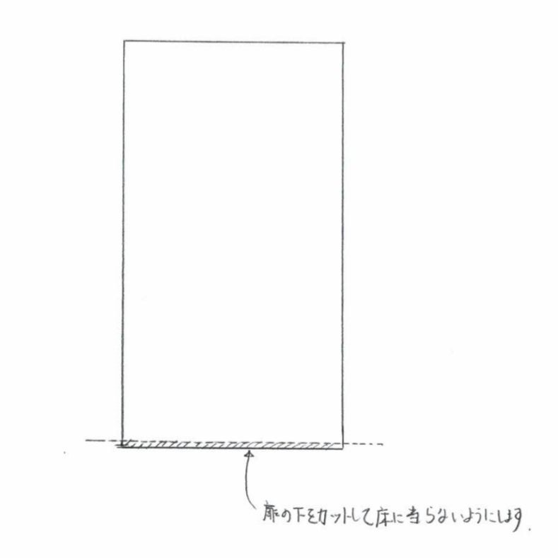 扉の下をカットするイメージ図